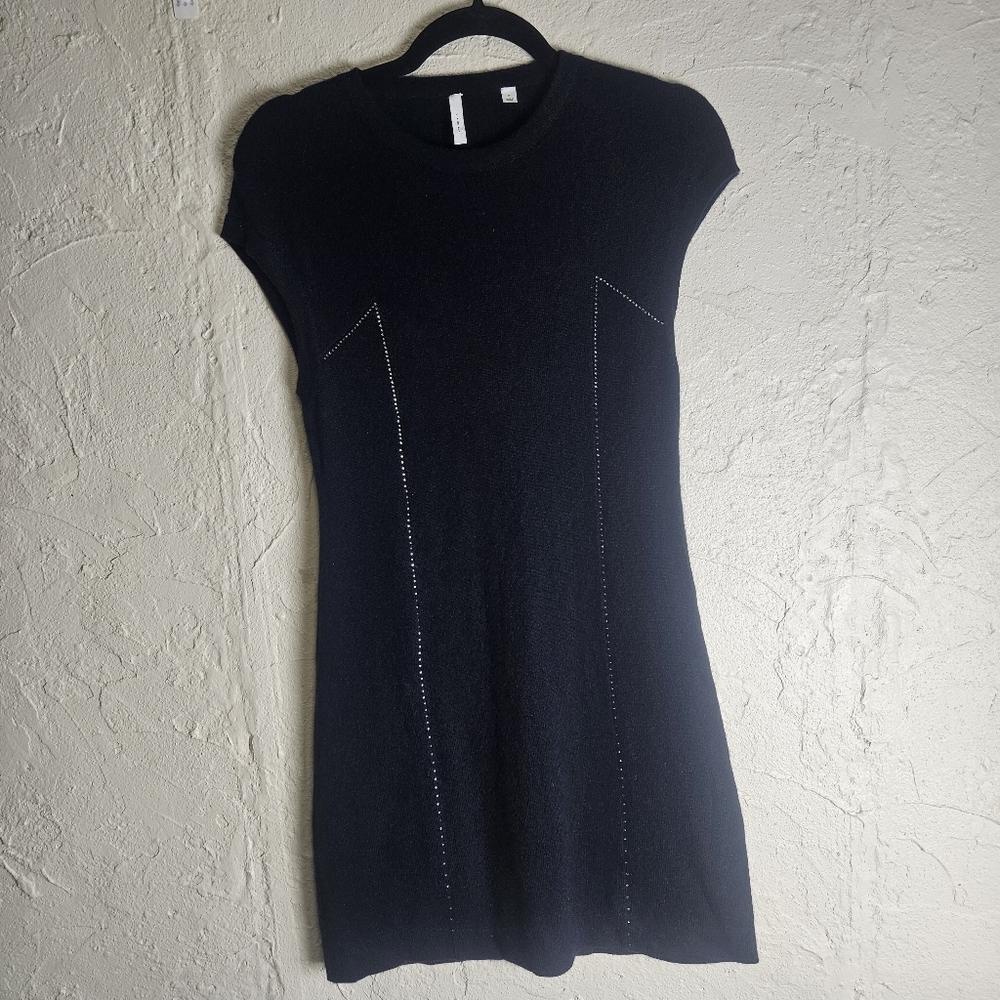 IISLI Dark Blue Rhinestone Embelish Cap Sleeve Cashmere Dress Size Petite Small